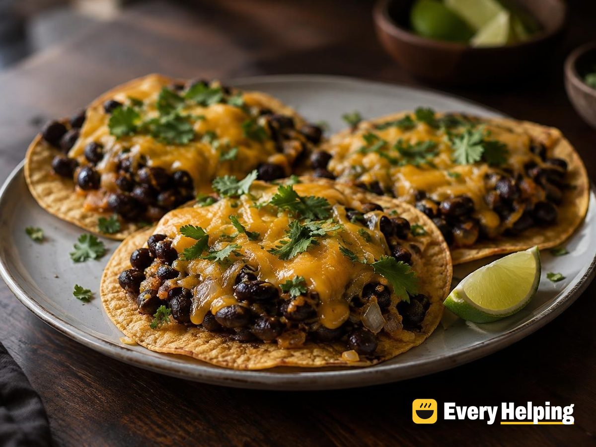 Oven-Baked Black Bean Tostadas with Cheddar