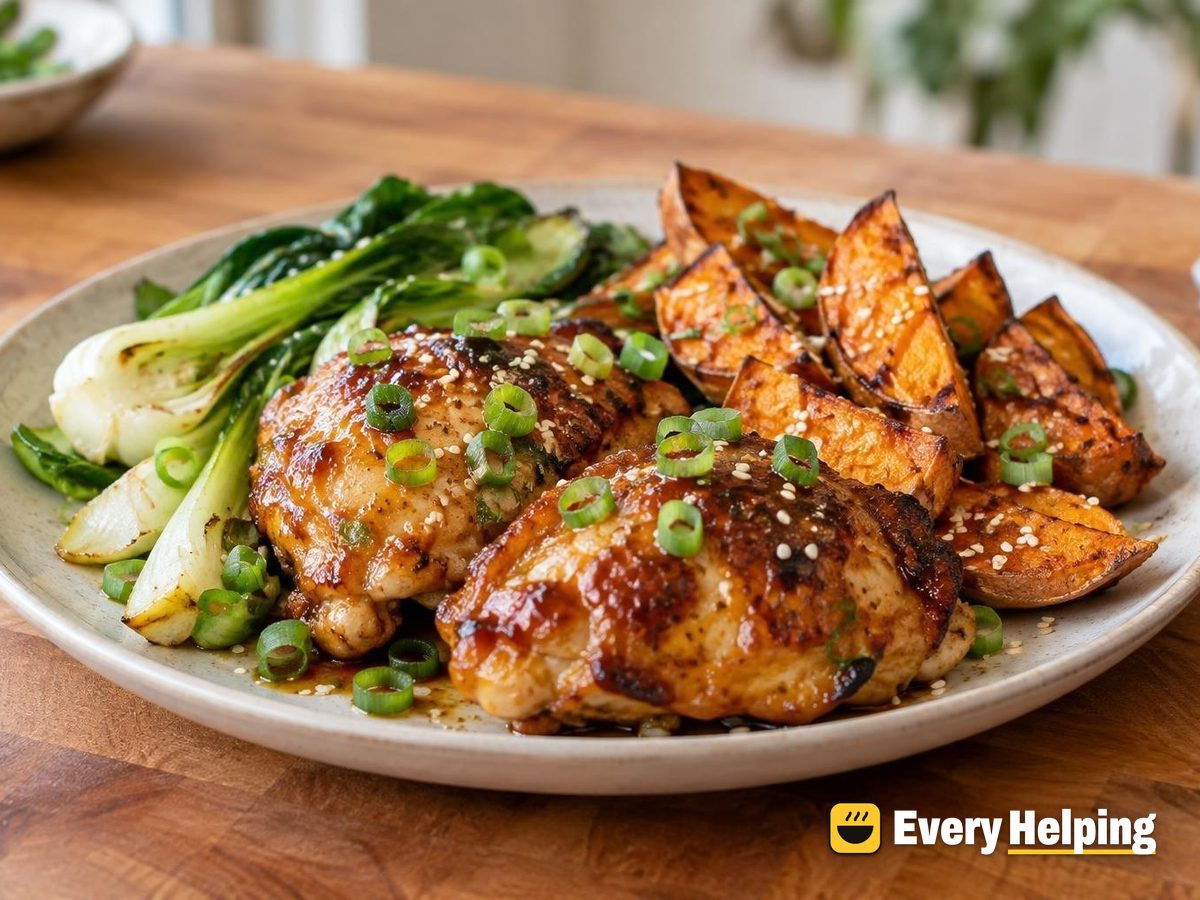 Miso-Honey Chicken Thighs with Sweet Potatoes