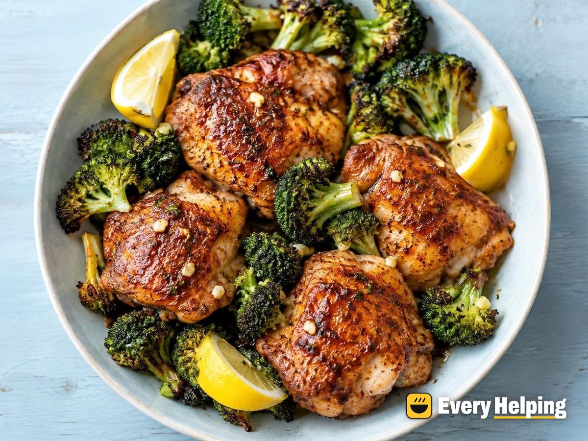 Paprika Garlic Chicken Thighs with Roasted Broccoli